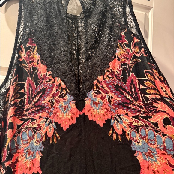 Free People Marsha Black and Pink Floral slip  Dress Medium - Picture 10 of 13